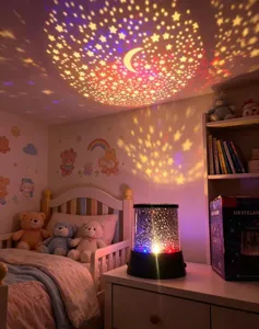 Luz nocturna proyector de estrellas LED para dormitorio, lámpara de cielo estrellado.
