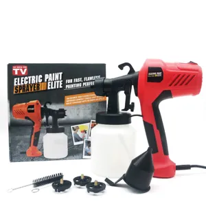 Electric paint sprayer handheld paint gun set with container nozzles and cleaning tools.