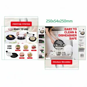 Outil de hachage de poulet manuel avec design de rotation transparent et lavable au lave-vaisselle.