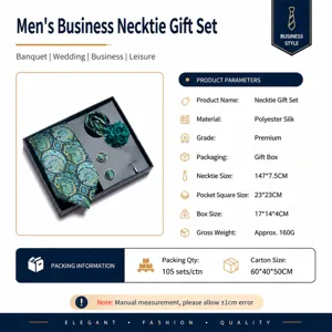 Set de regalo de corbata de seda de negocios para hombre con pañuelo y gemelos.