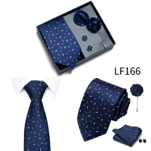 Conjunto regalo corbata hombre azul pañuelo gemelos solapa boda traje formal