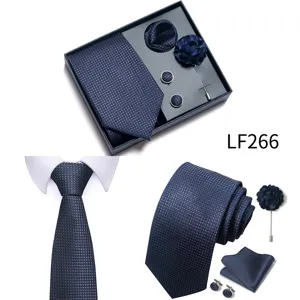 Men's Jacquard Tie Gift Set Pocket Square Cufflinks Brooch Business Formal Accessories