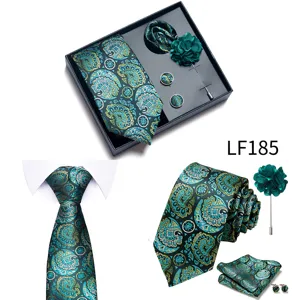 Elegante set de corbata para hombre paisley pañuelo gemelos alfiler boda negocios