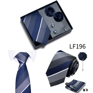 Conjunto de regalo corbata de hombre boda con pañuelo gemelos flor solapa detalle