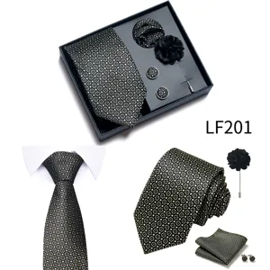 Set de corbata para hombre boda negocios con pañuelo de bolsillo gemelos alfiler