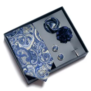 Conjunto de regalo de corbata para hombre de negocios boda paisley pañuelo gemelos