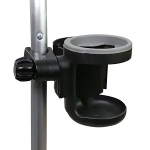 Universal wheelchair cup holder for walkers, portable drink bottle mount for elderly mobility.