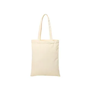 Plain beige cotton canvas tote bag, versatile eco-friendly shopping bag, front view.