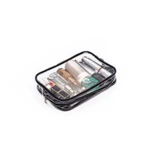 Klares PVC Reise Kosmetiktasche Detailaufnahme mit transparentem wasserdichtem Design.