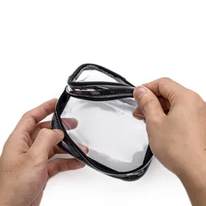 Transparente PVC Kosmetiktasche wasserdicht Reise Kulturbeutel mit schwarzem Reisverschluss.
