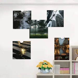 Aesthetic rainy landscape wall decor postcards set, perfect for bedroom and living room styling.