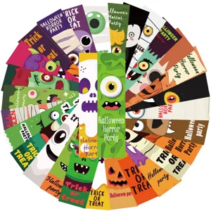 Set of 30 Halloween cartoon bookmarks, fun horror party stationery gifts for kids students.