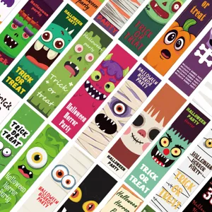 Halloween cartoon bookmarks set of thirty pieces for book reading and school gifts.
