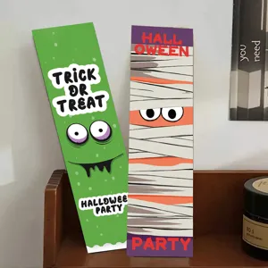 Cartoon Halloween bookmarks set, funny monster and mummy design decorative reading markers.