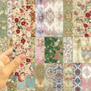 Gedetailleerd overzicht van de bladwijzer met vintage bloemenmotief en nette afgeronde hoeken.