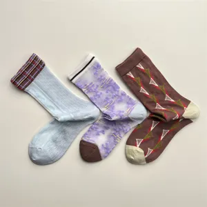 Dames Casual Ademende Halflange Socken Bloemen Geometrisch Patroon Nylon Mix Mode Lente Zomer Dagelijkse Kousen
