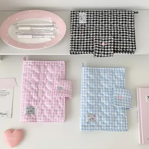 Copertina per libro trapuntata a quadri in stile coreano simpatico planner custodia protettiva