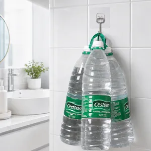 Gancho adhesivo de pared transparente resistente para cocina y bano sin taladrar