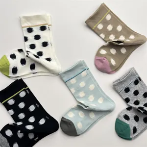 Korean style sweet contrast color polka dot women mid-tube socks autumn winter socks