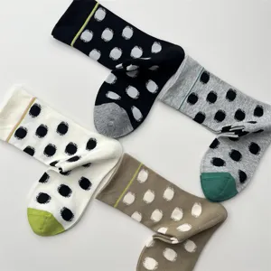 Korean sweet contrast color polka dot women socks autumn winter cute cotton mid tube socks