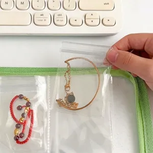 Carpeta con cremallera A5 para tarjetas fotográficas y joyas vista detallada