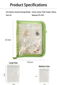 Carpeta organizadora de joyas con cremallera brillante A5 álbum para tarjetas fotográficas.