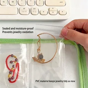 Libro de almacenamiento de joyas de PVC transparente, carpeta de tarjetas impermeable.