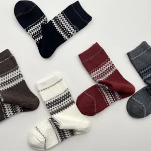 Vintage fair isle πλεκτές κάλτσες μέχρι τη γάμπα ζεστό βαμβακερό χειμωνιάτικο