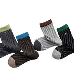 Korean style contrast striped socks for women, autumn winter colorful mid-tube crew socks