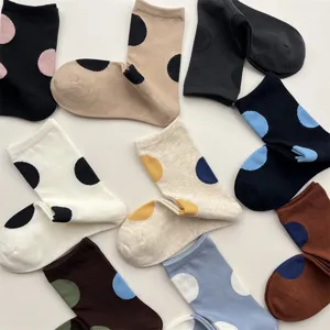 Autumn winter new colorful polka dot mid tube socks, Japanese cute cotton socks for women.
