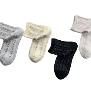 Japanese retro cooling yarn vertical stripe breathable mesh short socks for women summer