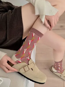 Stijlvolle geometrische patroon middellange sokken voor dames, ademend, dun, lente, zomer.