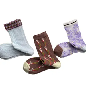 Lente zomer nieuwe Koreaanse stijl bloemen sokken trendy geometrische patroon sokken