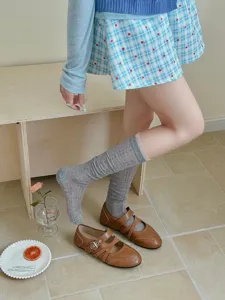 Sheer thin calf socks detail view, breathable mesh design for women spring summer daily wear.