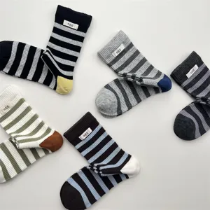 Women's autumn winter striped mid-tube socks casual breathable cotton colorful design