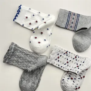 Calcetines florales con volantes estilo coreano mujer otoño invierno moda calcetines