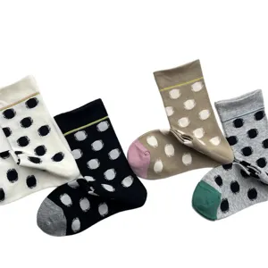 Korean sweet color-block polka dot women socks autumn winter trendy mid-tube cotton socks