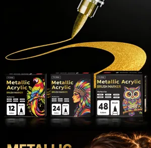 Metallic Acryl Pinselstift Set, 12/24/48 Farben für Stein, Glas, Leinwand und Kunsthandwerk.