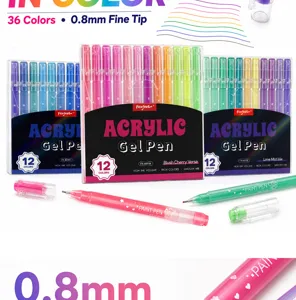 Acryl gelpen set met 36 levendige kleuren en 0.8mm fijne punt voor journaling en tekenen.