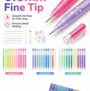 Detail van fijne gelpennen met soepele inktstroom en kleurrijke sets voor fijne lijnen.