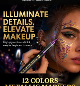 Metallic-Körperbemalungsstift Detailaufnahme mit lebendiger Tinte für kreatives Make-up.
