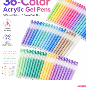 Set van 36 acryl gelstiften, 0.8mm fijne punt, pastelinkt voor DIY journaling en handlettering art.