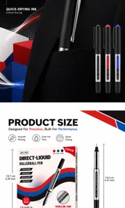Set de bolígrafo de gel líquido 0.5mm, tinta de secado rápido y escritura suave.