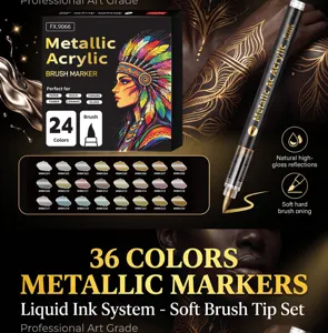 Metallic Acryl Pinselstift Set für Leinwand Steinmalerei und Körperkunst mit flüssiger Tinte.