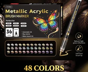 Metall Acryl Pinselstift Set fuer Koerpermalerei und DIY Kunsthandwerk mit brillanten Farben.