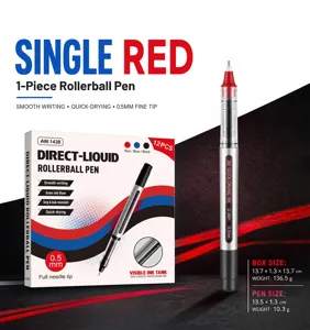 Set de bolígrafo roller de tinta líquida 0.5mm, escritura suave secado rápido rojo.