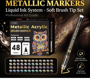 48 Farben metallische Acryl Marker Stifte Set, flüssige Tinte Pinselspitze für Stein Kunst.