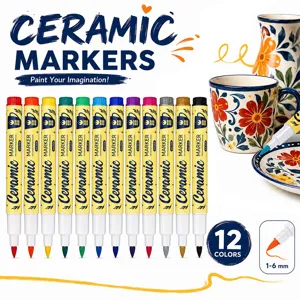 12 Colors Ceramic Marker Pens DIY Porcelain Glass Painting Pen 1-6mm Nibs Art Supplies