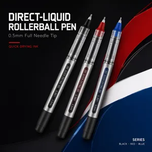 Bolígrafo de Gel Líquido Directo de 0.5mm Secado Rápido Escritura Suave Oficina Negocios Escuela Papelería Negro Rojo Azul Set de Bolígrafos