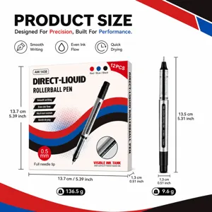Set de boligrafos roller de tinta liquida 0.5mm secado rapido escritura suave oficina 12pz